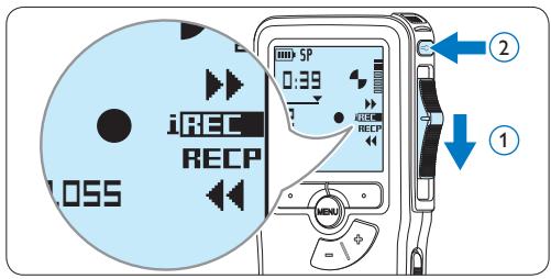 iREC RECP 0.055 SP 0:39 RECP MENU ① ②