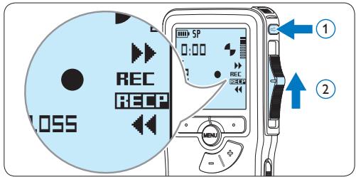 1.055 REC RECP SP 0:00 REC MENU ① ②