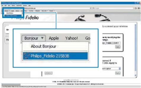 PHILIPS DS6800W - Sélectionnez « Philips\_Fidelio XXX » de la liste déroulante Bonjour affichée sur la barre de signets. - 1