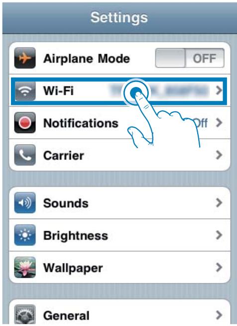 PHILIPS DS6800W - Sélectionnez Paramètres->Wi-Fi sur votre iPod touch/iPhone/iPad. - 1