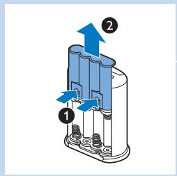 Diagram of a battery internal structure with labeled components and directional arrows indicating flow or movement.