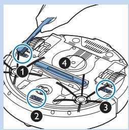 PHILIPS FC8820/01 SMARTPRO ACTIVE - Limpar sensores, rodas e escovas laterais - 1