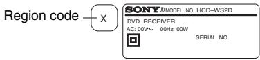 SONY CMT-WS2D - Region code of DVDs you can play on this system - 1