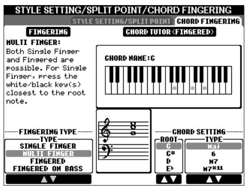 SONY CVP305 - Selection d'un type de doigté d'accord - 1