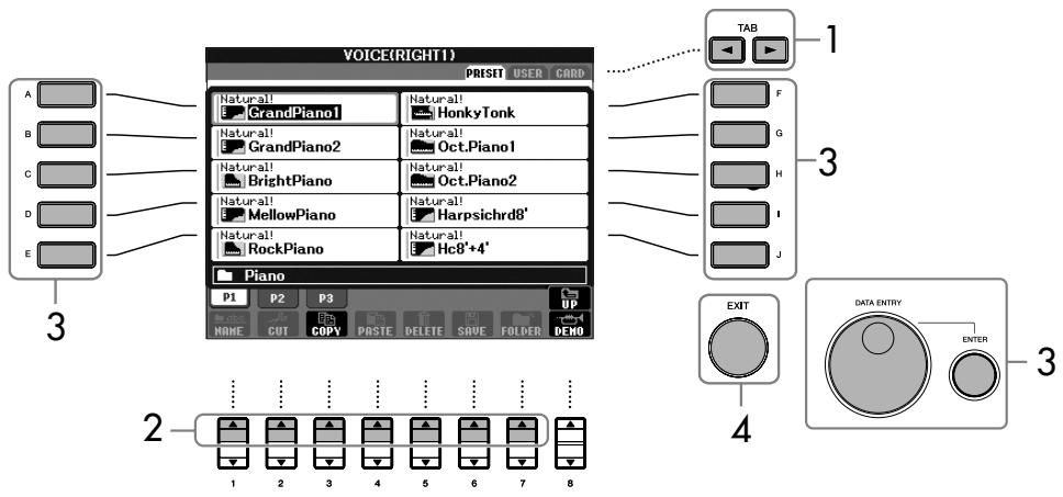 SONY CVP305 - Fonctionnement de base de l'écran File SelectionOperation - 1