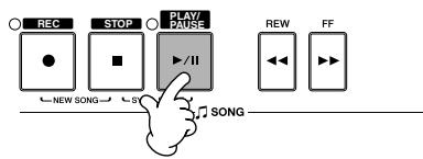 SONY CVP305 - Appuyez sur la touche SONG [PLAY/PAUSE] (Marche/Pause) pour démarrer la reproduction. - 1