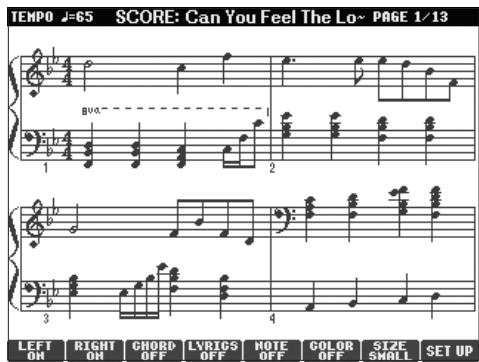 SONY CVP305 - Modification de l'affichage de la partition - 1