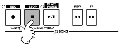 SONY CVP305 - Appuyez sur la touche SONG [STOP] pour interrompre la reproduction. - 1