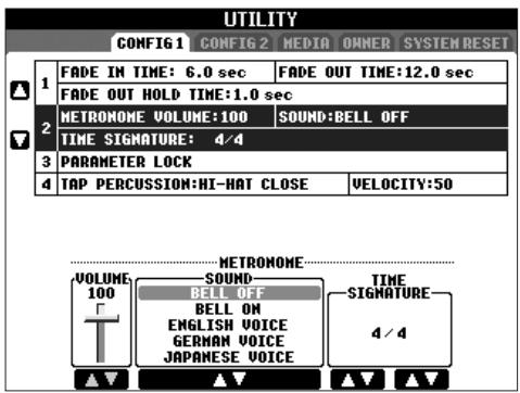 SONY CVP305 - Paramétrage du type de mesure du métronome et d'autres réglages - 1