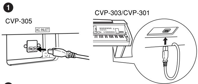 SONY CVP305 - Connexion du cable d'alimentation - 1