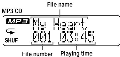 MP3 CD File name MP3 My Heart 001 03:45 SHUF File number Playing time