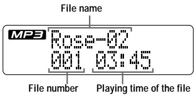File name MP3 R05:87 R01 83:45 File number Playing time of the file
