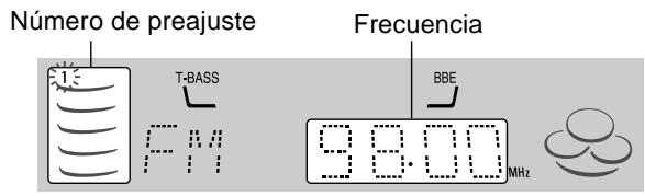 Número de preajuste T-BASS FM Frecuencia BBE 98.00 MHz