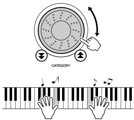 SONY DGX505 - Utilisez le cadran pour changer de morceau, puis jouez sur le clavier et écoutez la voix. - 1