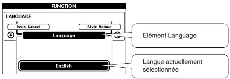 SONY DGX505 - Appuyez sur une touche CATEGORY plusieurs fois jusqu'à ce que l'élément « Language » (Langue) apparaisse. - 2
