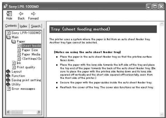 SONY LPR-1000MD - Displaying Information on Operation Methods - 2