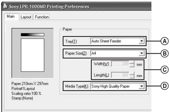SONY LPR-1000MD - Settings for Paper - 1