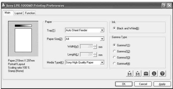 SONY LPR-1000MD - Displaying the Printing Preferences Dialog Box from the Windows Start Menu - 3