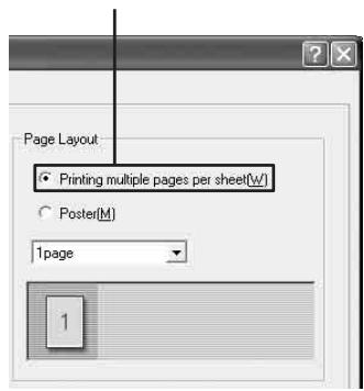 SONY LPR-1000MD - Click the [Printing multiple pages per sheet] radio button in the Page Layout group. - 1