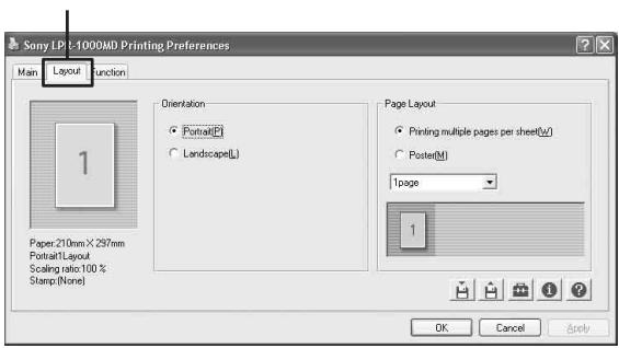 SONY LPR-1000MD - Performing Settings on the Layout Tab - 1