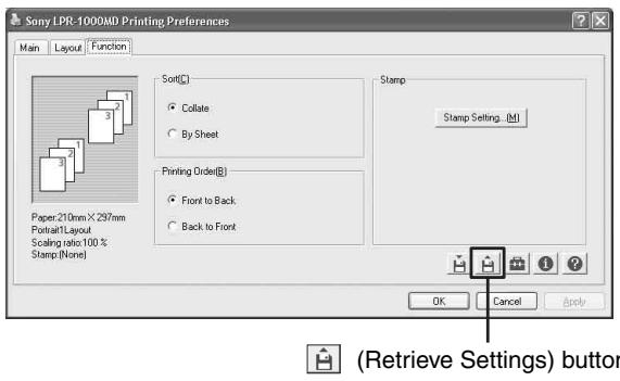 SONY LPR-1000MD - Retrieving the Print Settings Saved - 1