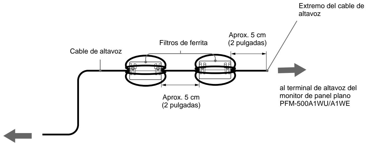 SONY SS-X500A - Fijación de los filtros de ferrita - 1
