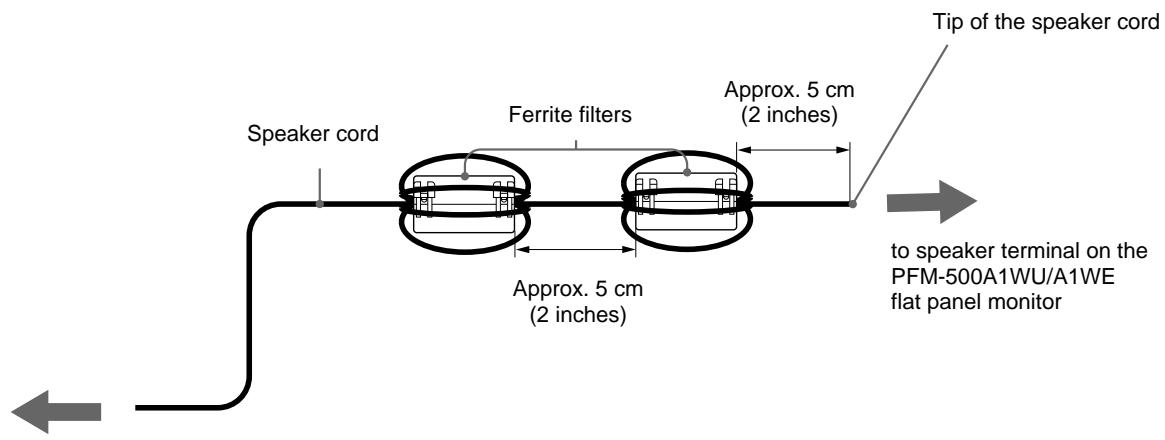SONY SS-X500A - Attaching the Ferrite Filters - 1