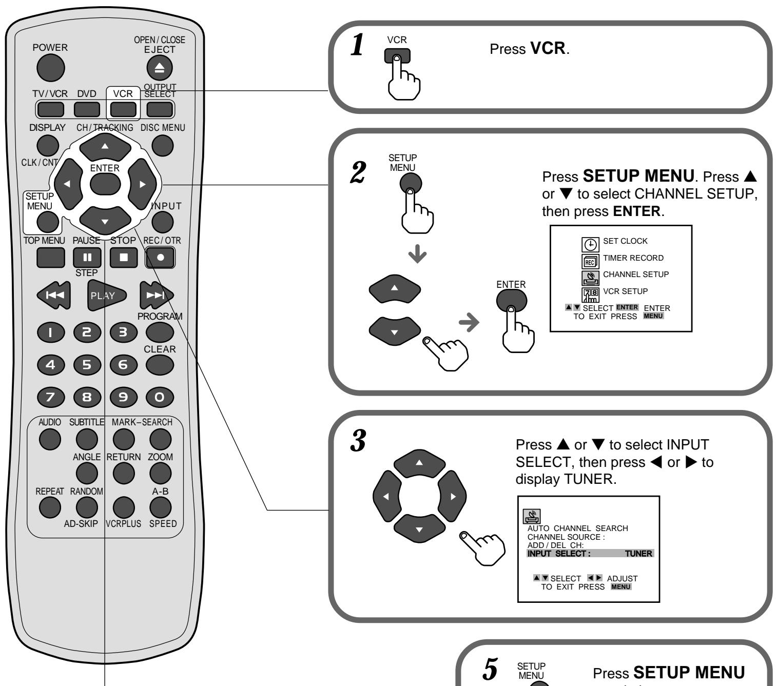 SONY VMC-P10 - Setting the VCR channels - 1