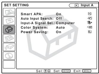 SONY VPL-CS5 - Input signal setting indicator - 1