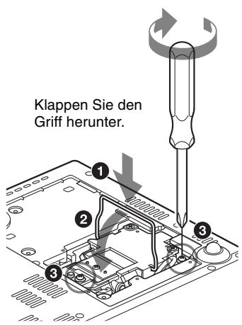 Klappen Sie den Griff herunter.