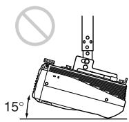 SONY VPL-PX10 - N'inclinez pas le projecteur de plus de 15 degrés - 3