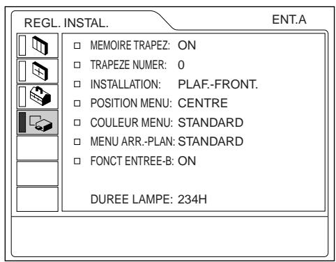 SONY VPL-PX10 - Le menu REGL. INSTAL. - 1