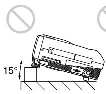 SONY VPL-PX10 - N'inclinez pas le projecteur de plus de 15 degrés - 1