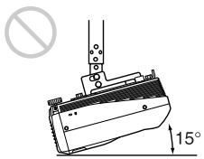 SONY VPL-PX10 - N'inclinez pas le projecteur de plus de 15 degrés - 4