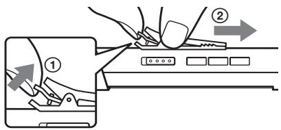 Diagram illustrating a manual tool application on a device with labeled steps ① and ②, showing tool movement and control buttons.