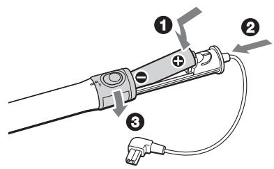 Diagram of a handheld device with labeled parts and directional arrows indicating motion or connection.