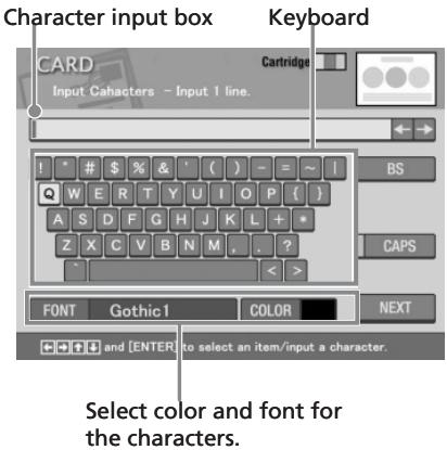 SONY DPP-EX5 - Press the arrow (◄/►/♠/↓) button to move the cursor to the desired character, then press ENTER to input a character for the first line. - 1