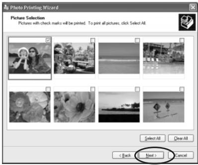 SONY DPP-EX5 - Check the images that you want to print and then click "Next". - 1