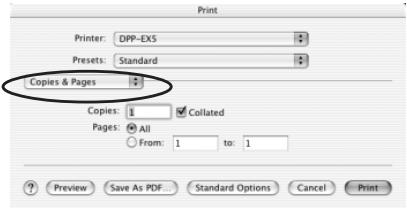 SONY DPP-EX5 - Select the menu from the dropdown list box and make the print settings. - 1