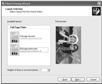 SONY DPP-EX5 - Select the layout and print quantity and then click "Next". - 1