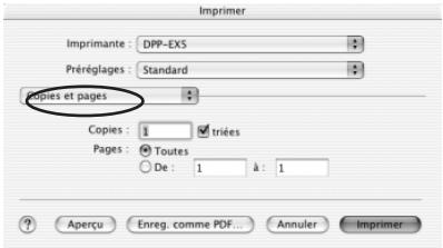SONY DPP-EX5 - Sélectionnez le menu à partir de la liste déroulante, puis sélectionnez les paramètres d'impression. - 1