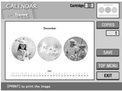 SONY DPP-EX5 - Création d'un calendrier - 4