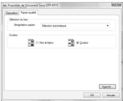 SONY DPP-FP75 - Dans la liste déroulante « Imprimante », Sélectionnez « Sony - 4