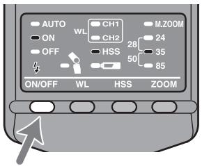 SONY HVL-F36AM - Drücken Sie die Taste ON/OFF an der Rückseite des Blitzgeräts. - 1