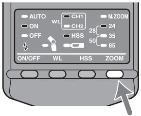 SONY HVL-F36AM - Press the ZOOM button to display the desired zoom coverage. - 1