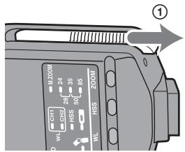 SONY HVL-F36AM - Open the battery-chamber door as shown. - 1