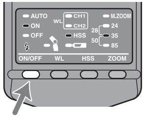 SONY HVL-F36AM - Premere il tasto ON/OFF del flash situato sulla parte posteriore del flash. - 1