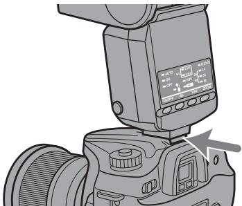 SONY HVL-F36AM - Push the mounting foot firmly onto the camera until it stops. - 1