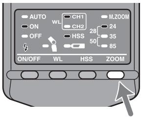 SONY HVL-F36AM - Lassen Sie durch Drücken der Taste ZOOM den gewünschten Ausleuchtwinkel anzeigen. - 1