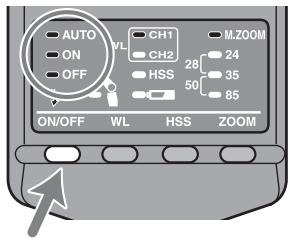 SONY HVL-F36AM - Appuyez sur la touche on/off du flash pendant 3 secondes. - 1
